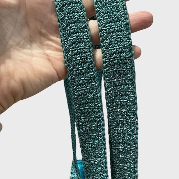 Liz Claiborne Vintage Small Micro Handbag Satchel Tote Crocheted Mesh Knit - Picture 8 of 11